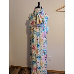 Deadstock Carol Anderson floral silk Dress with beaded scarf‎ size 12